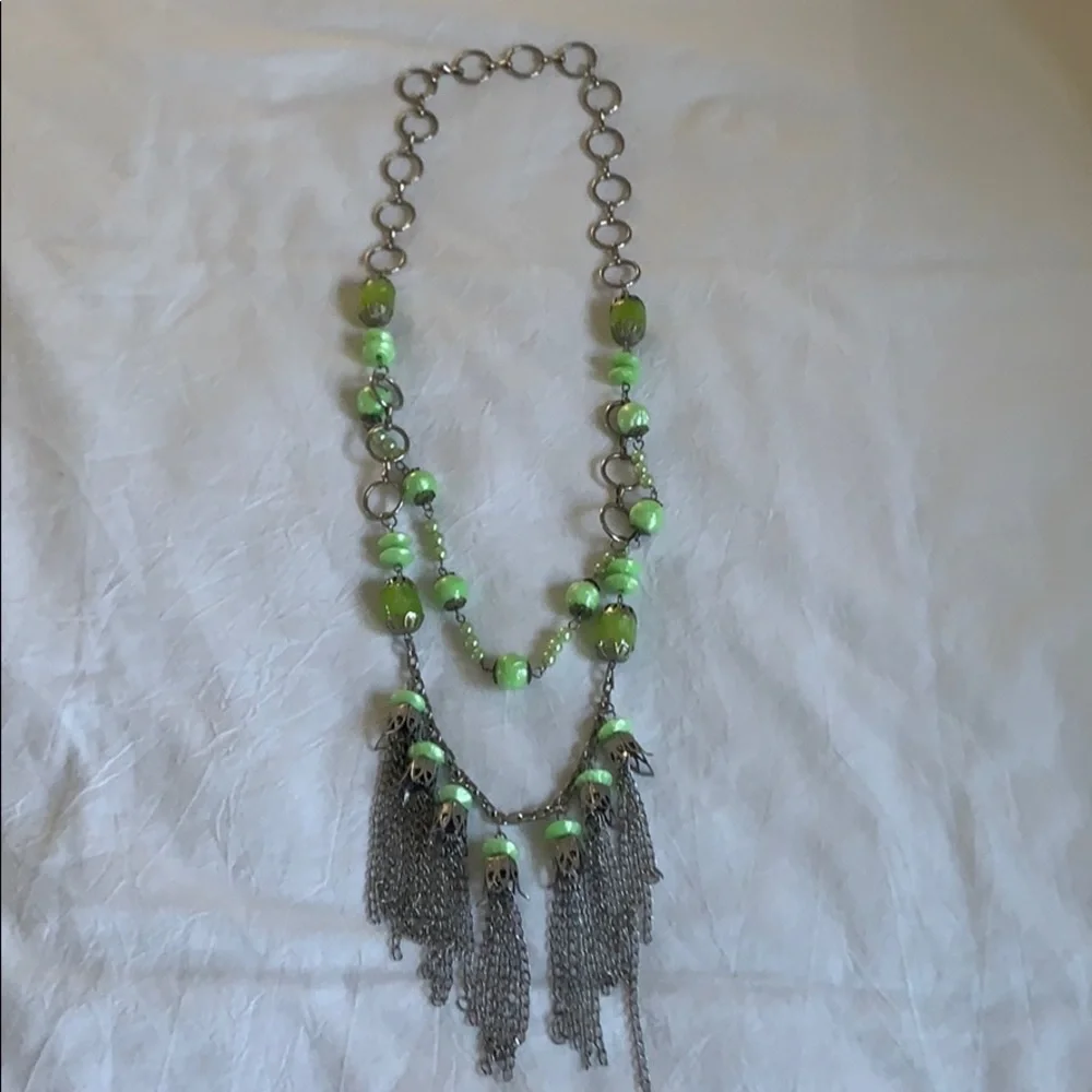Vintage green and silver necklace